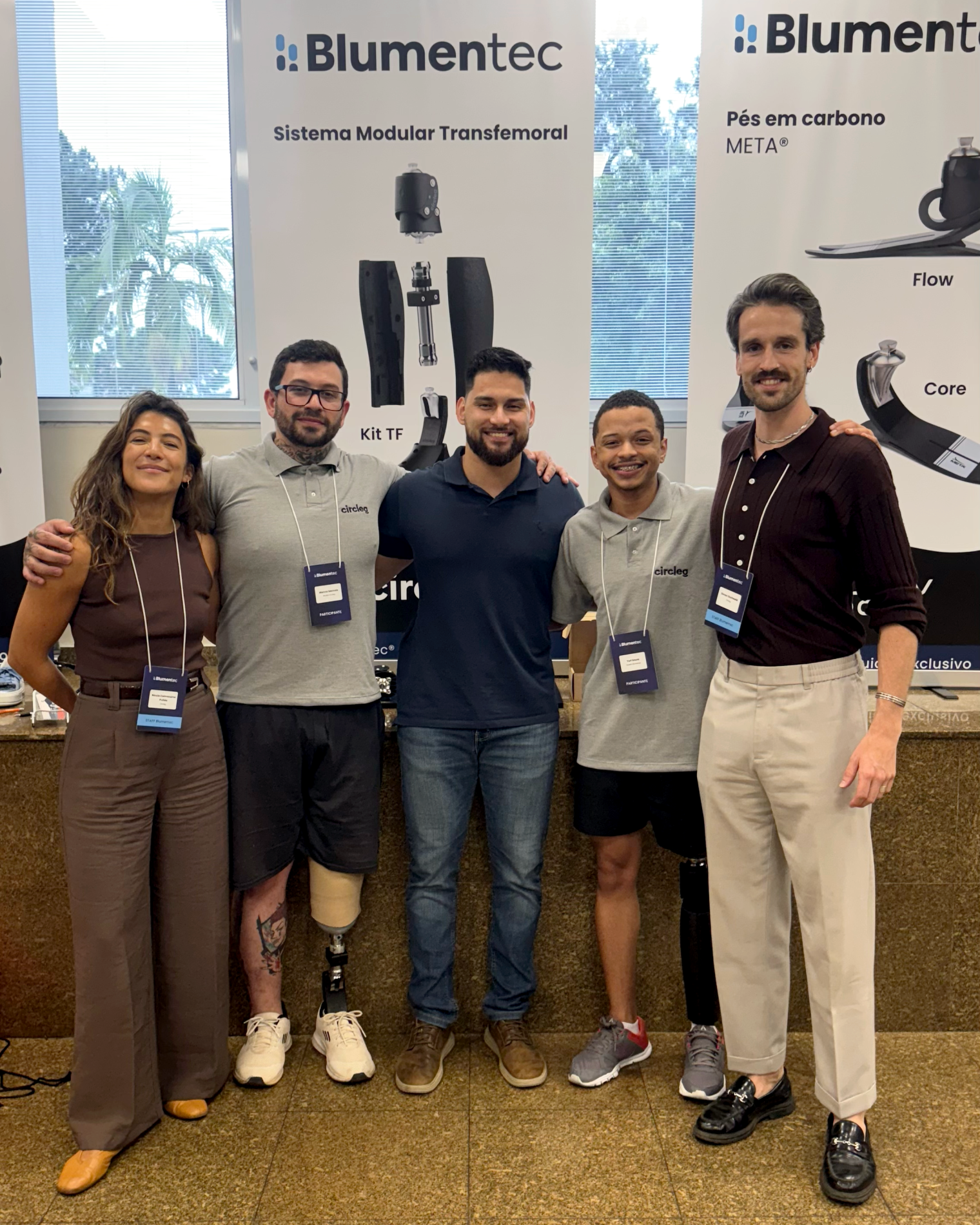 A equipe da Circleg durante o lançamento da Blumentec em São Paulo, Brasil.